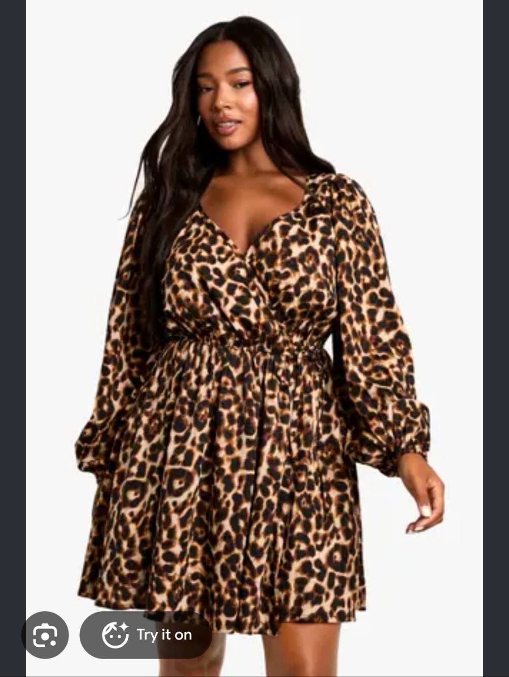 Nasty Gal Leopard Print V-Neck Women’s Top Dress - Black & Tan